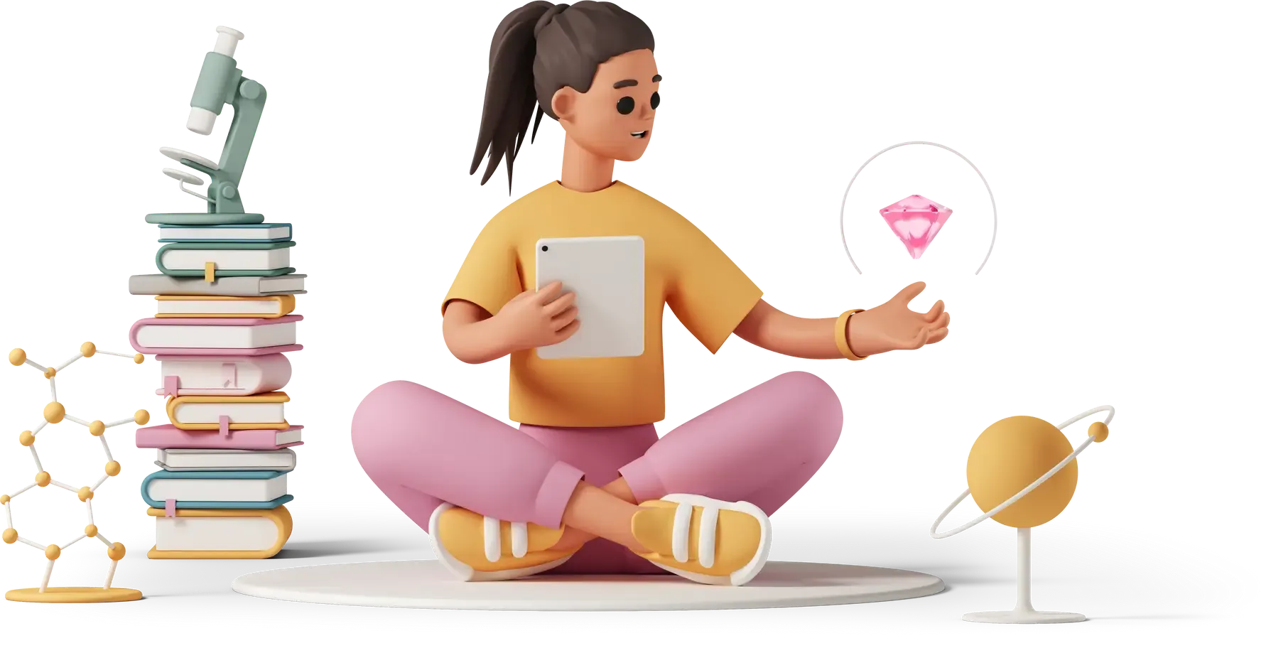 Illustration of woman using a meditation app